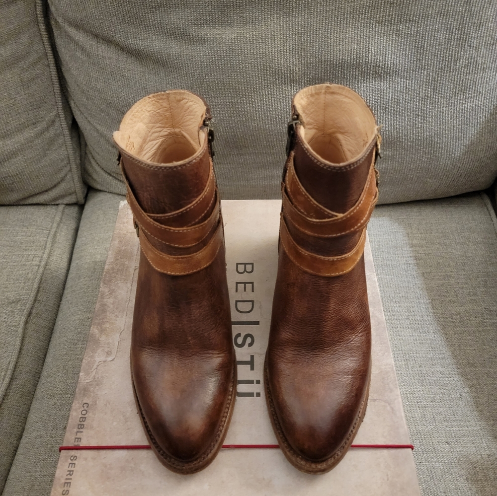 2 tone leather ankle boots